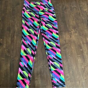 VSX Victoria's Secret Sport Knockout Tight Leggings Size S Black Neon Retro Bold